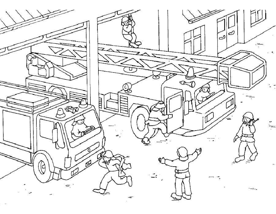 Раскраска пожарная машина – Развивающие иллюстрации