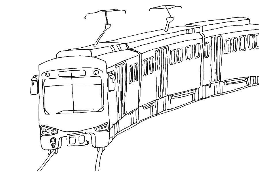 Простая картинка раскраска Трамвай