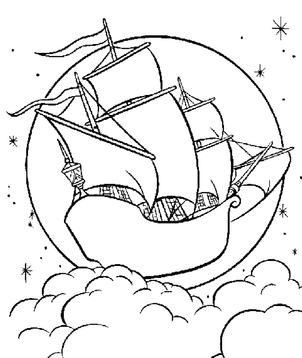 Раскраска к сказке Летучий корабль
